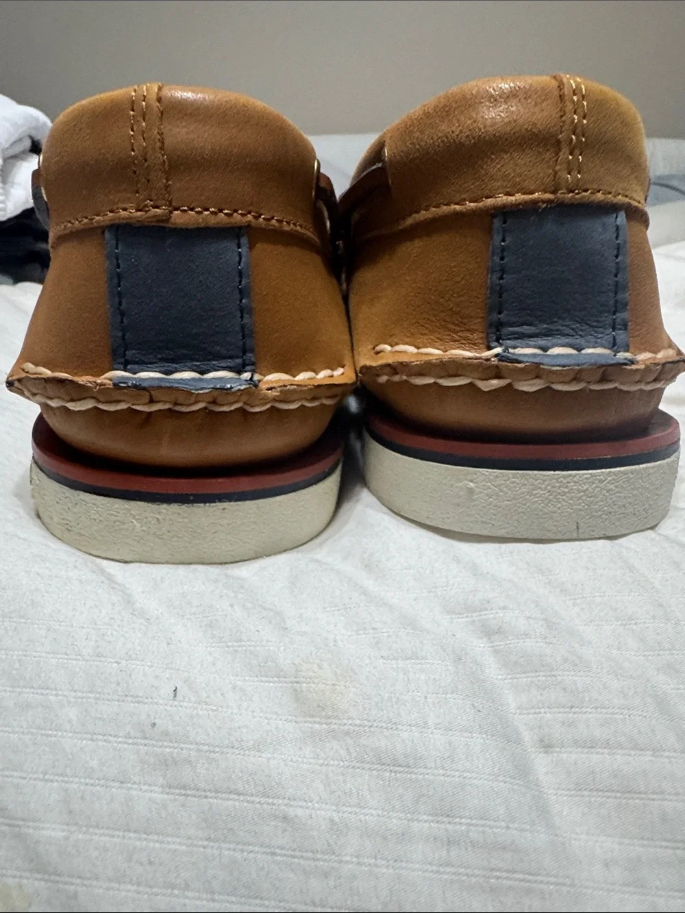 Sperry Gold Cup Brown Leather Boat Shoes with Blue Laces